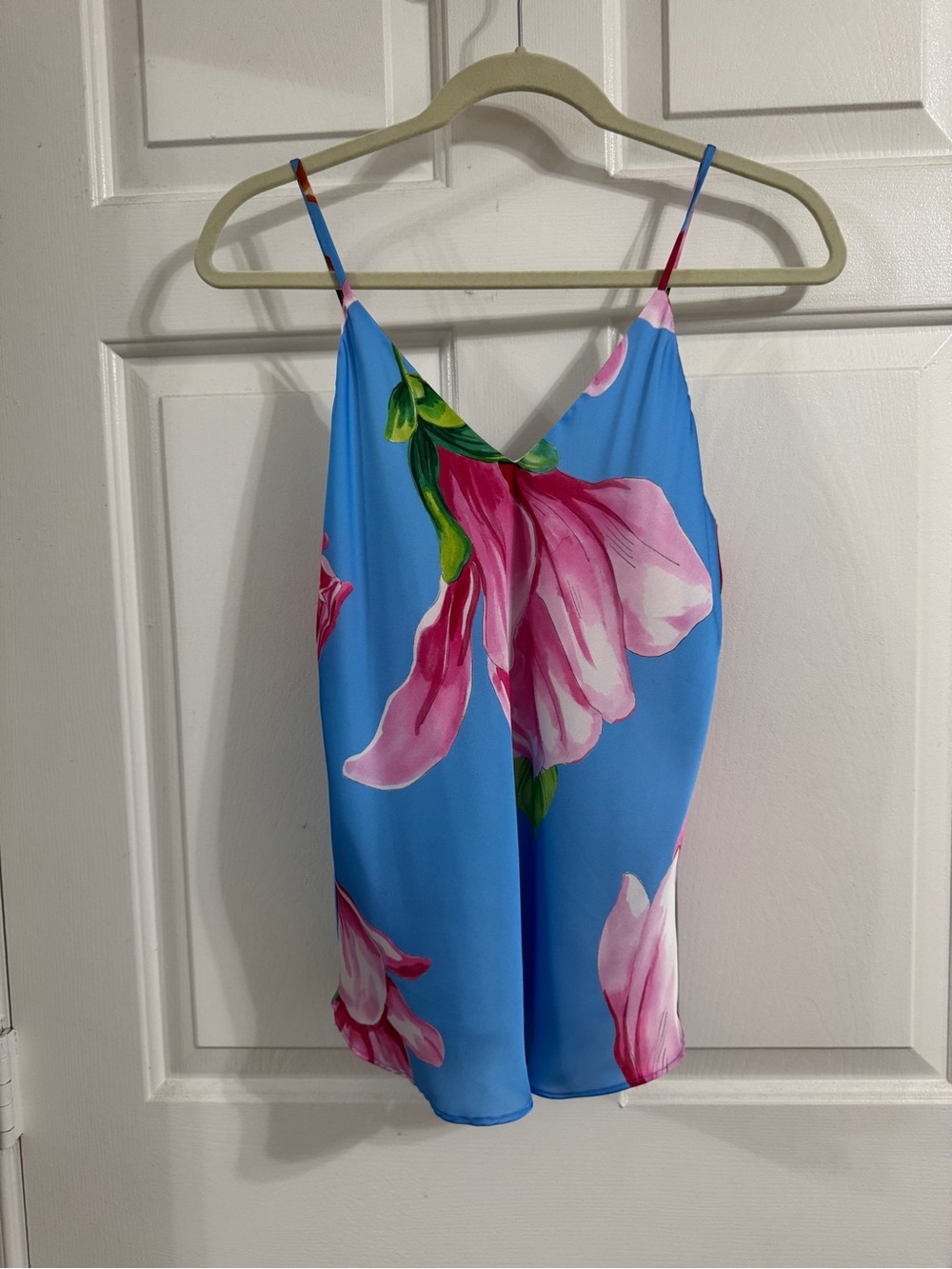 Lavender Brown Blue Cami with Pink Floral Print